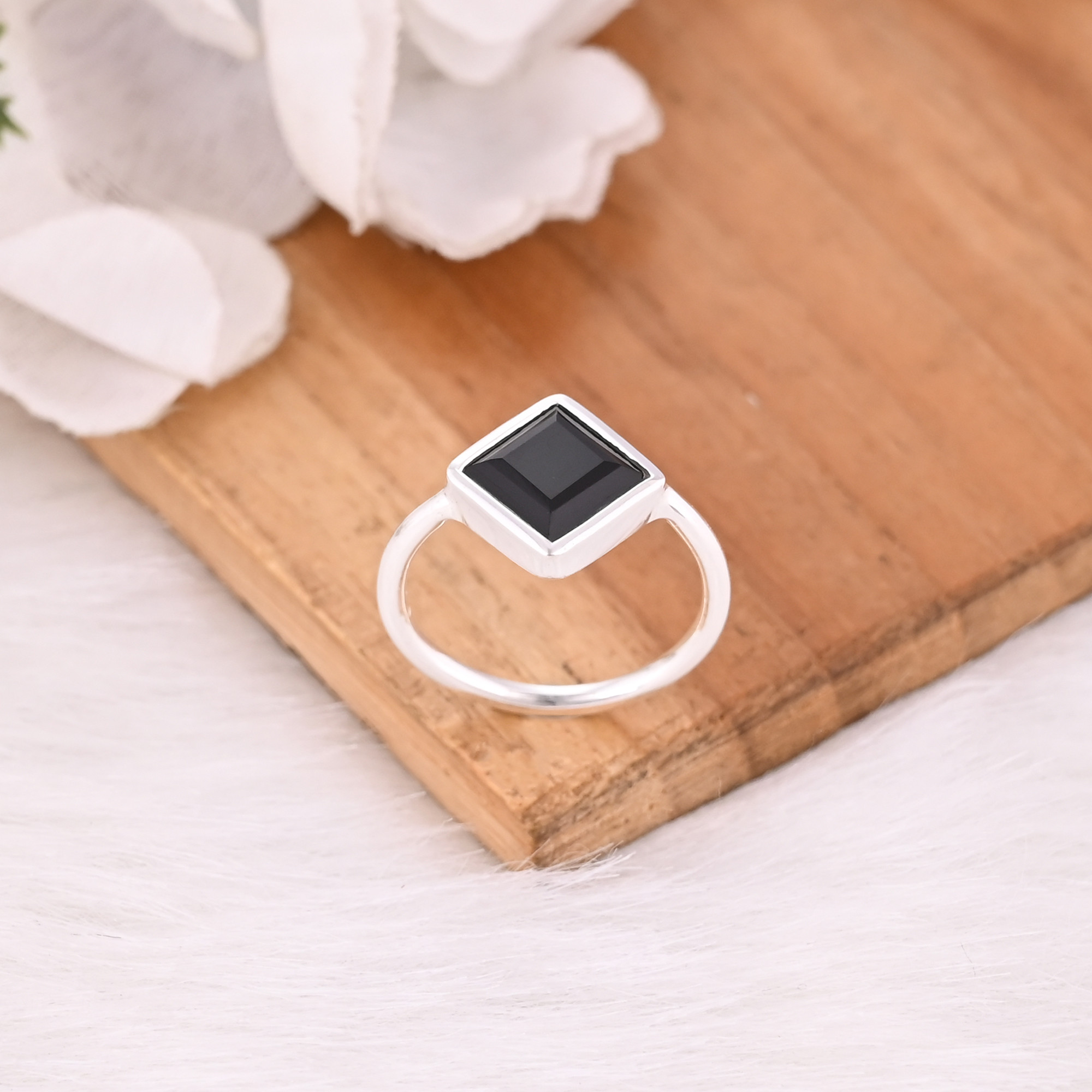 Natural Black Onyx Gemstone Solid 925 Sterling Silver Silver Plated Handmade Designer Birthstone Jewelry