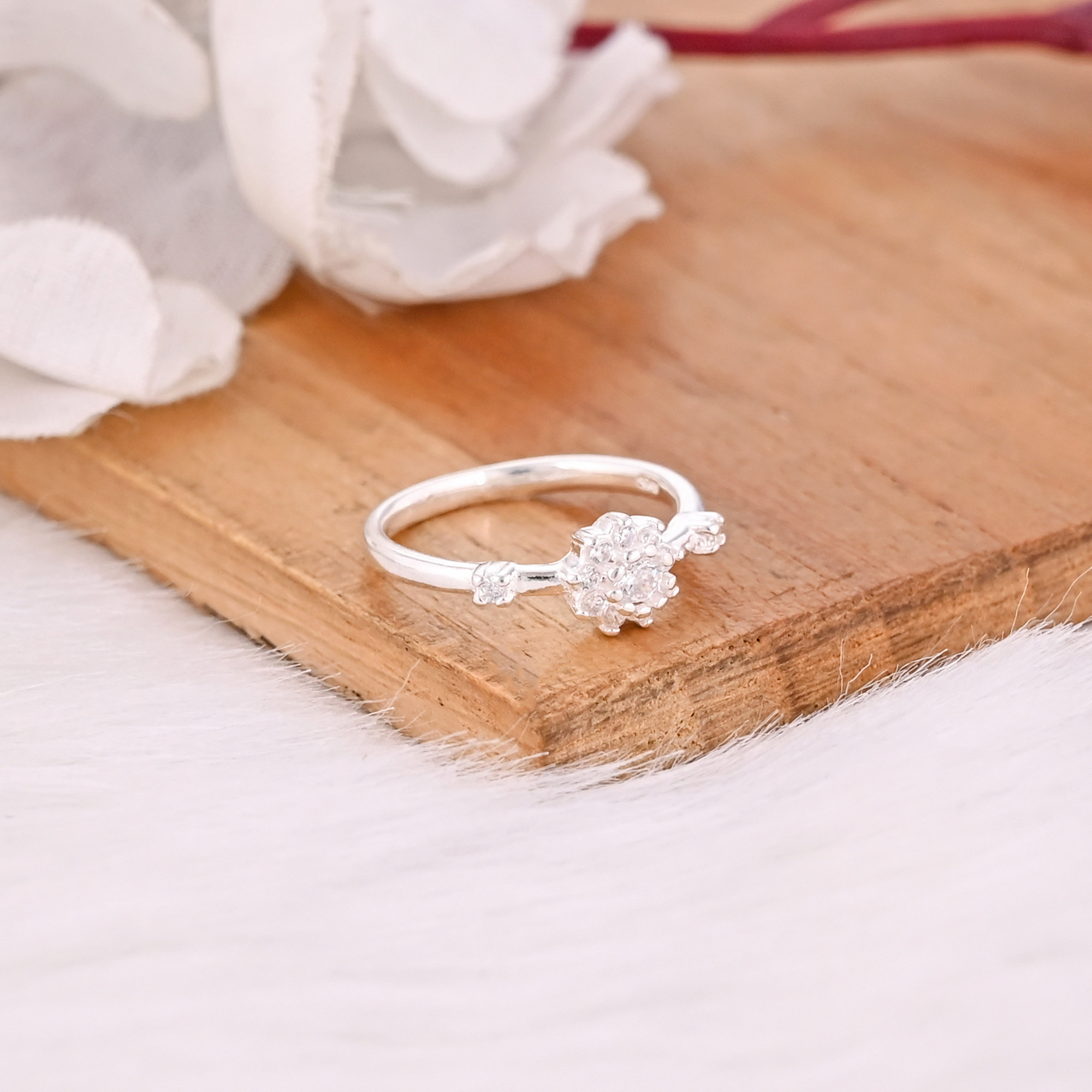 White Zircon Solid 925 Sterling Silver Silver Plated Handmade Designer Unique Gift Jewelry Bridal Anniversary Gift