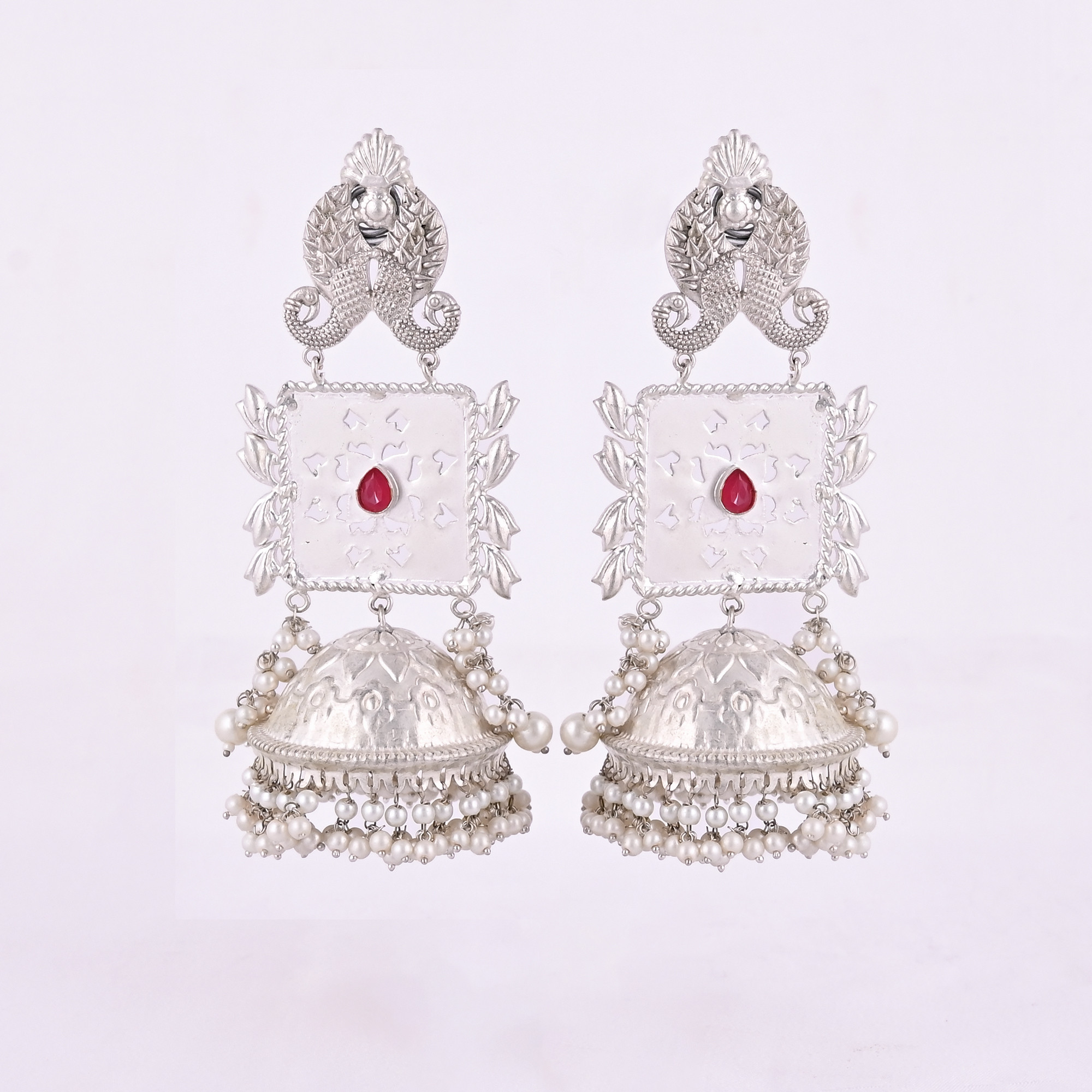 Pink Hydro  Pearl Ethnic Drop Earrings  Silver Plated Brass Jewelry
