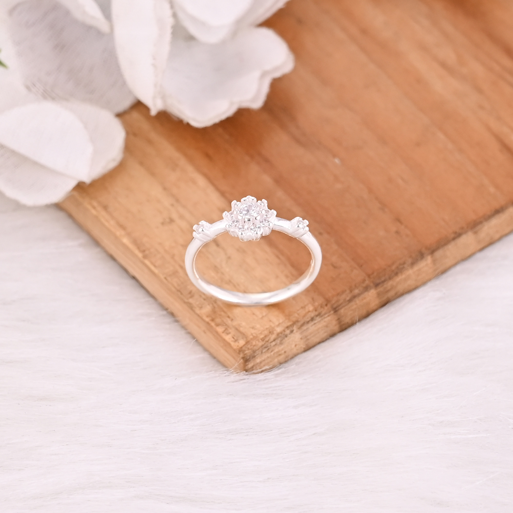 White Zircon Solid 925 Sterling Silver Silver Plated Handmade Designer Unique Gift Jewelry Bridal Anniversary Gift