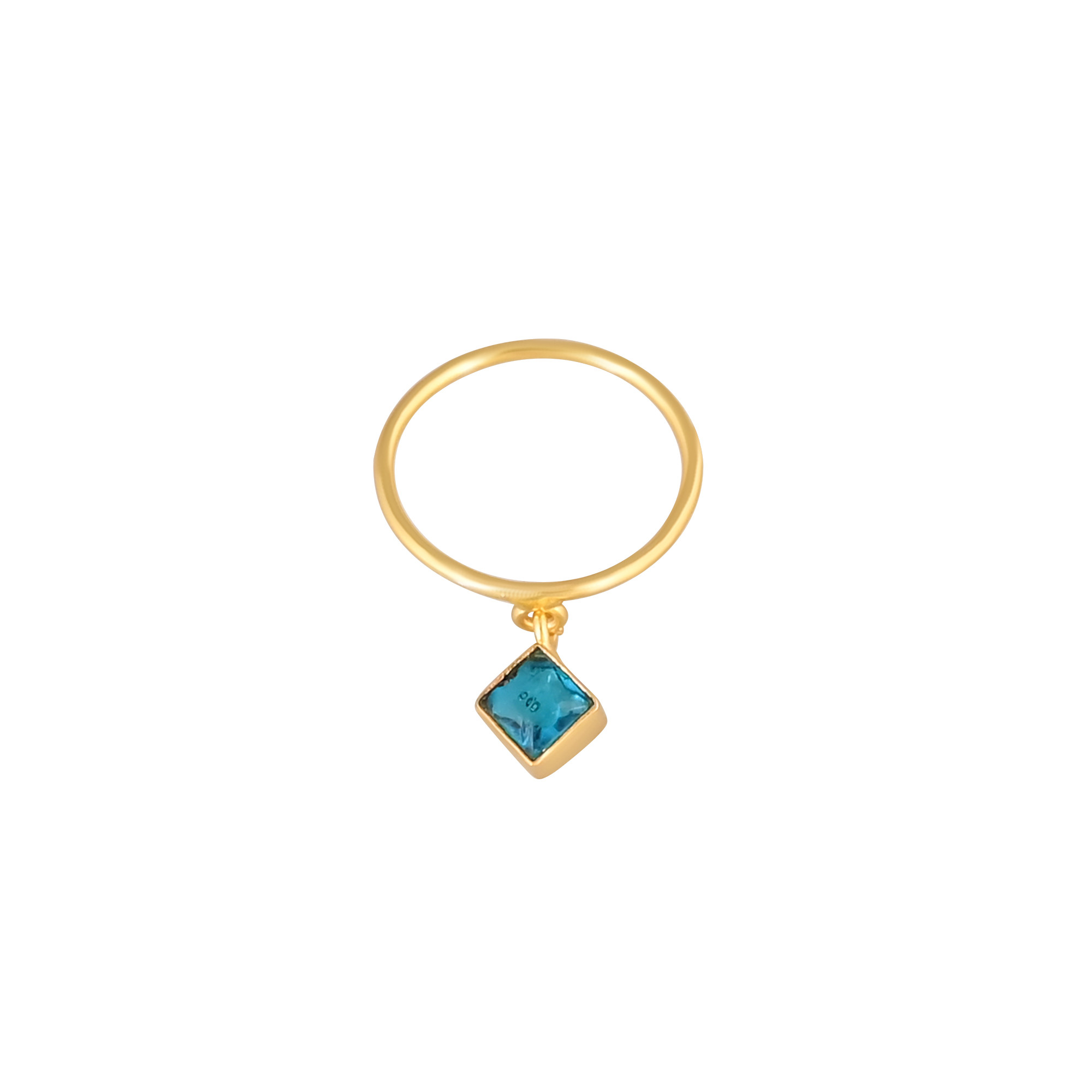 Apatite Hydro Gemstone 925 Sterling Silver Yellow Gold Plated Handmade Minimalist Jewelry Link Ring Stacking Ring