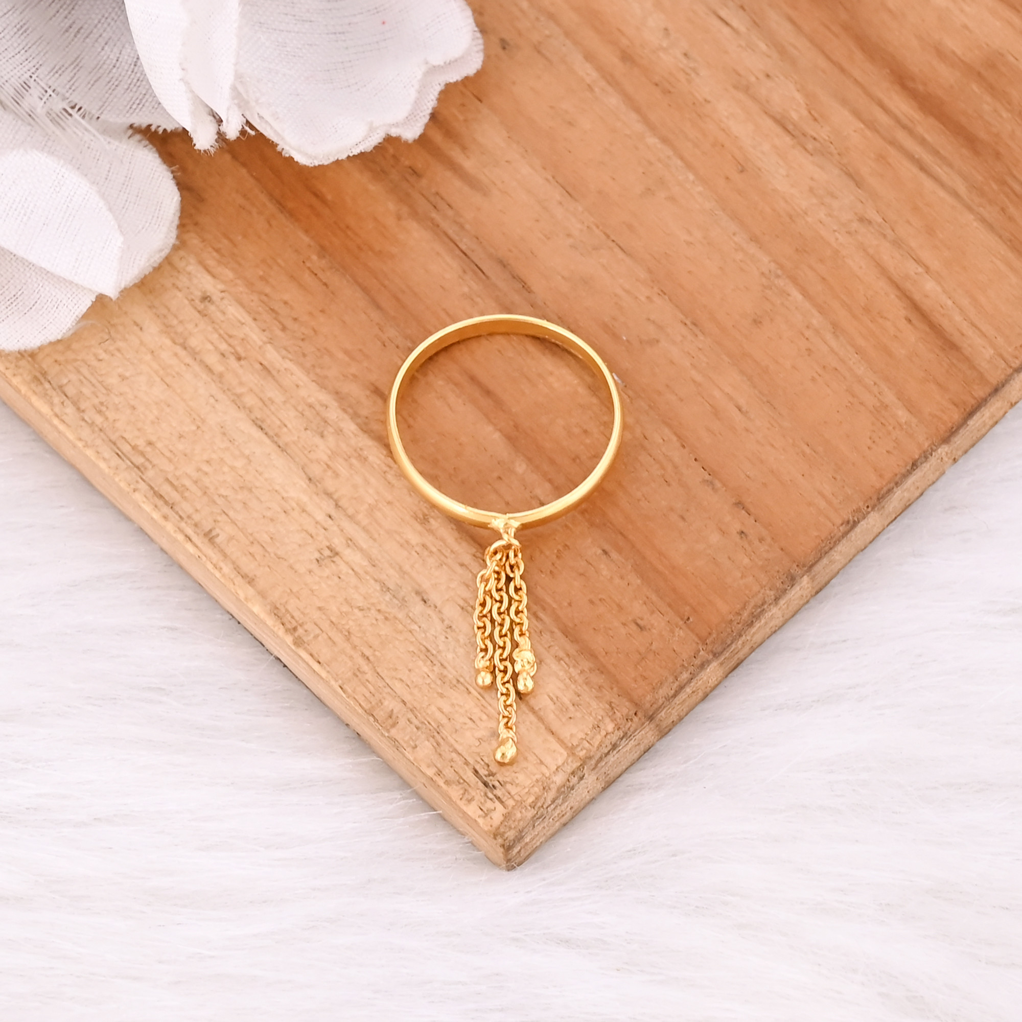 Solid 925 Sterling Silver Plain Silver Band Yellow Gold Plated Handmade Designer Ring Link Chain Ring