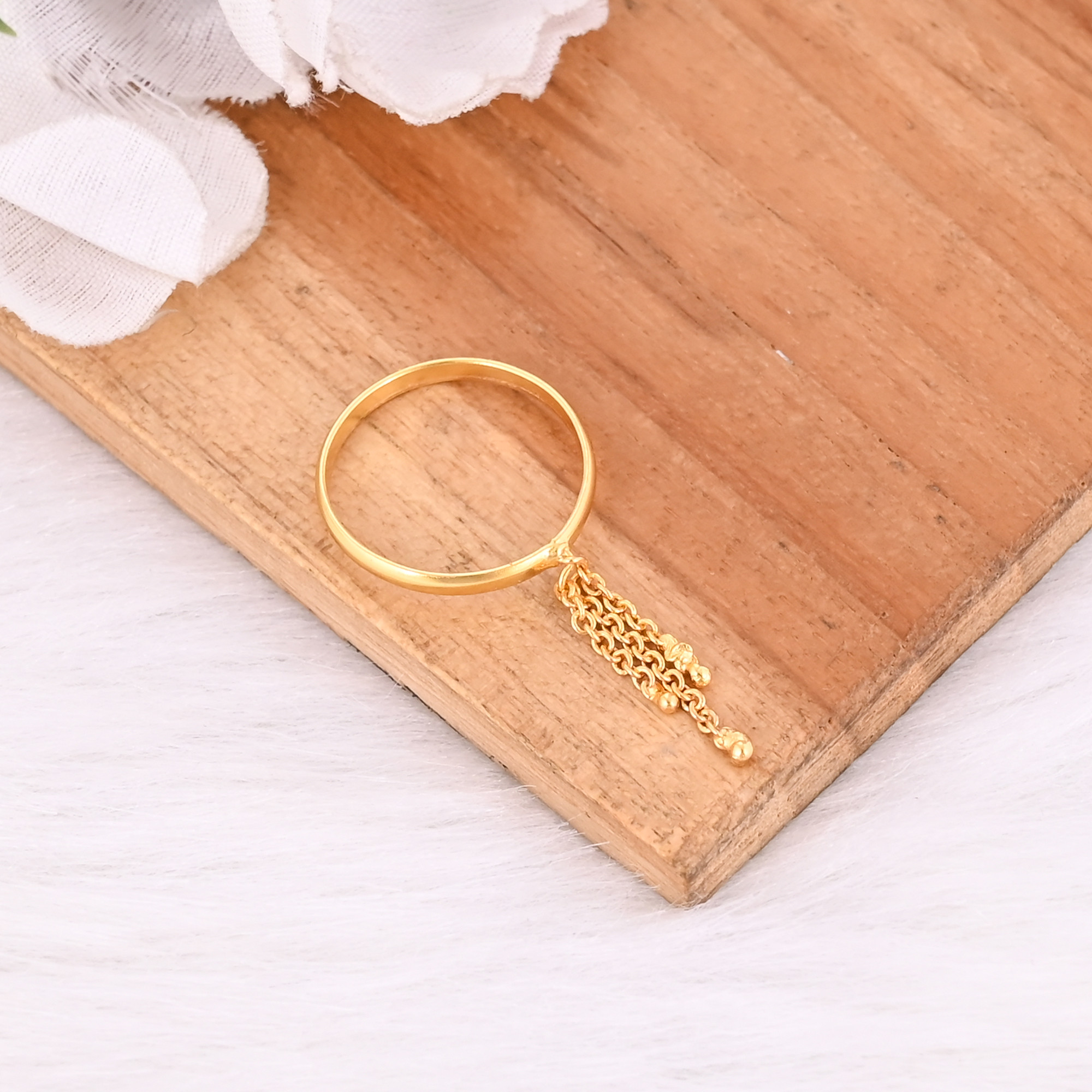 Solid 925 Sterling Silver Plain Silver Band Yellow Gold Plated Handmade Designer Ring Link Chain Ring