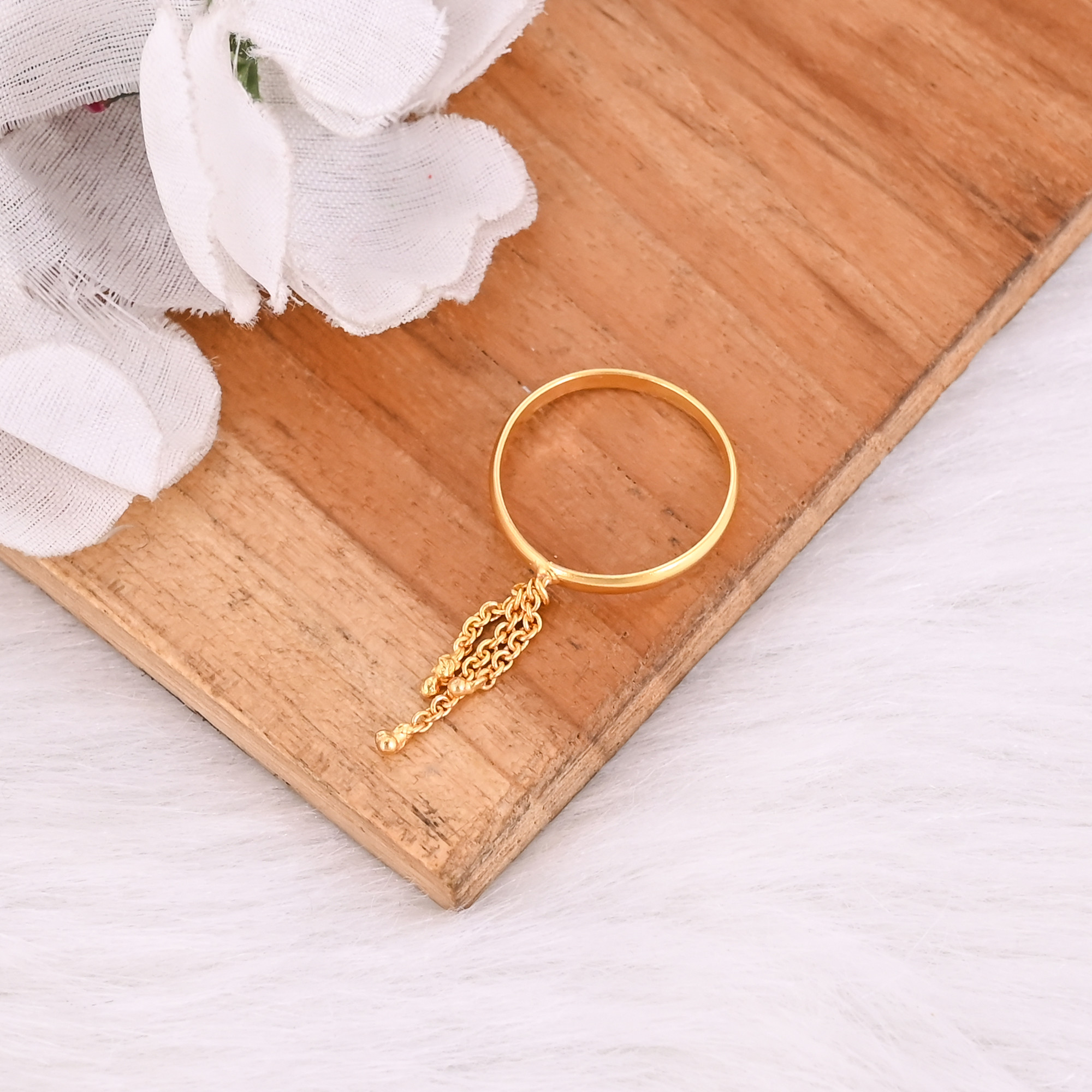 Solid 925 Sterling Silver Plain Silver Band Yellow Gold Plated Handmade Designer Ring Link Chain Ring