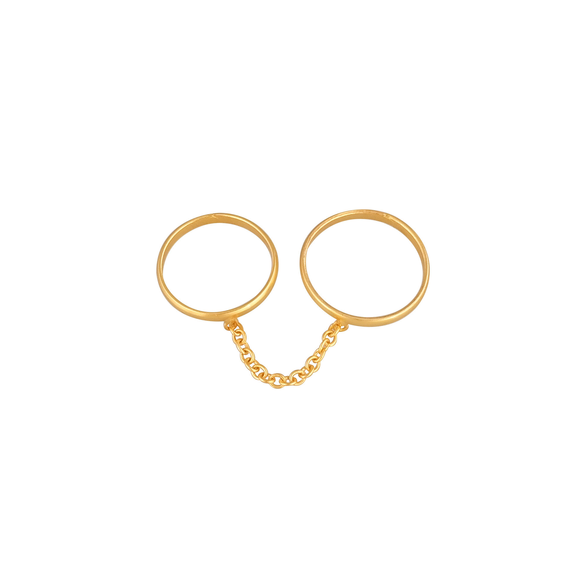 Solid 925 Sterling Silver Plain Silver Band Yellow Gold Plated Handmade Stacking Ring Link Chain Ring