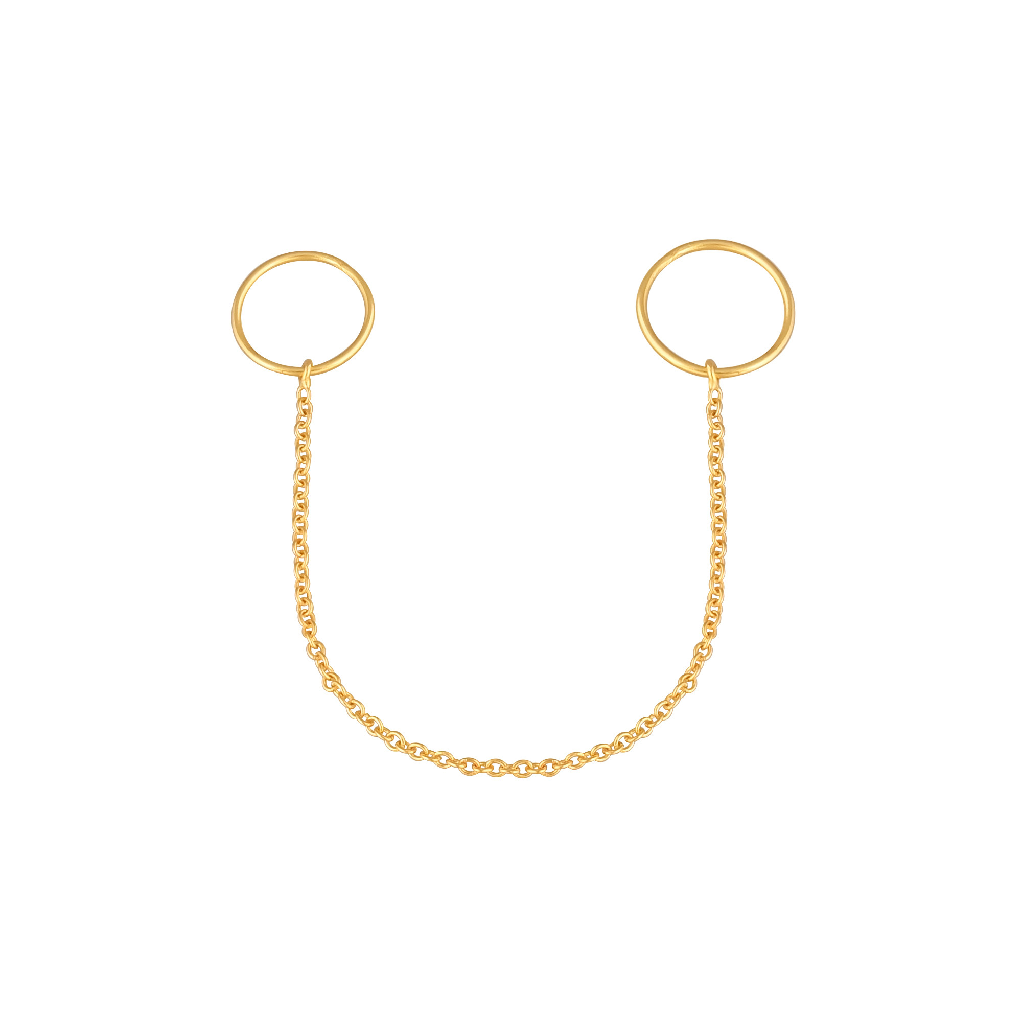 Solid 925 Sterling Silver Plain Silver Band Yellow Gold Plated Handmade Stackable Two Ring Link Chain Ring