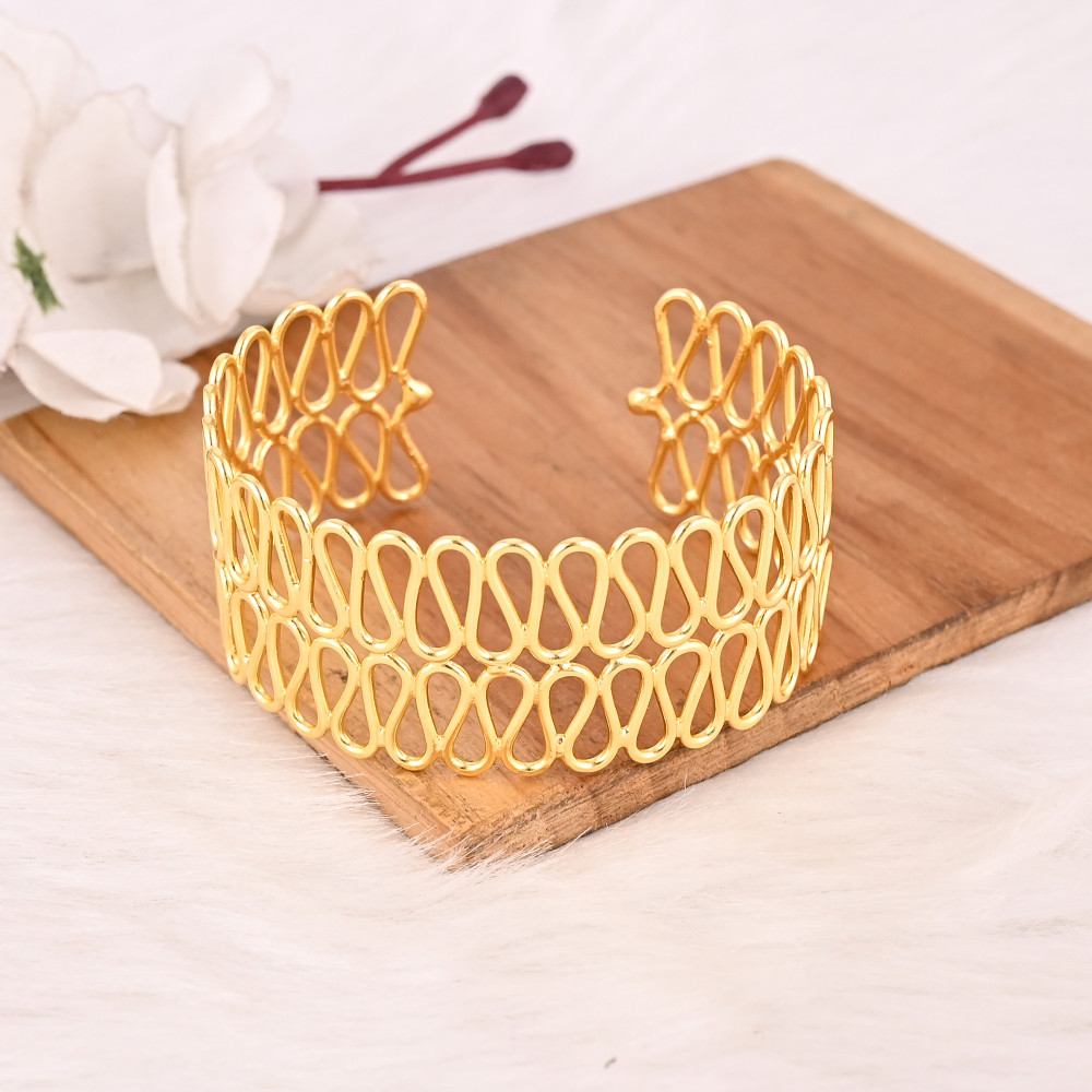 Image of Stylish Gold Plated Brass Adjustable Bracelet Fashion Jewelry for Women and Girls