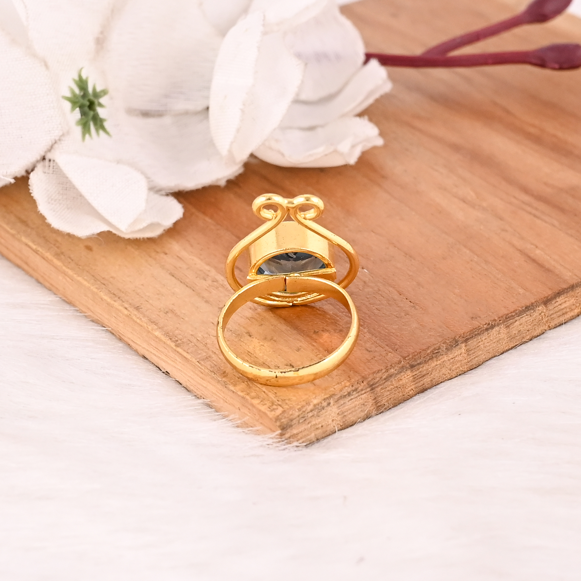Blue Topaz Hydro Adjustable Ring Handmade Gemstone Jewelry for Women