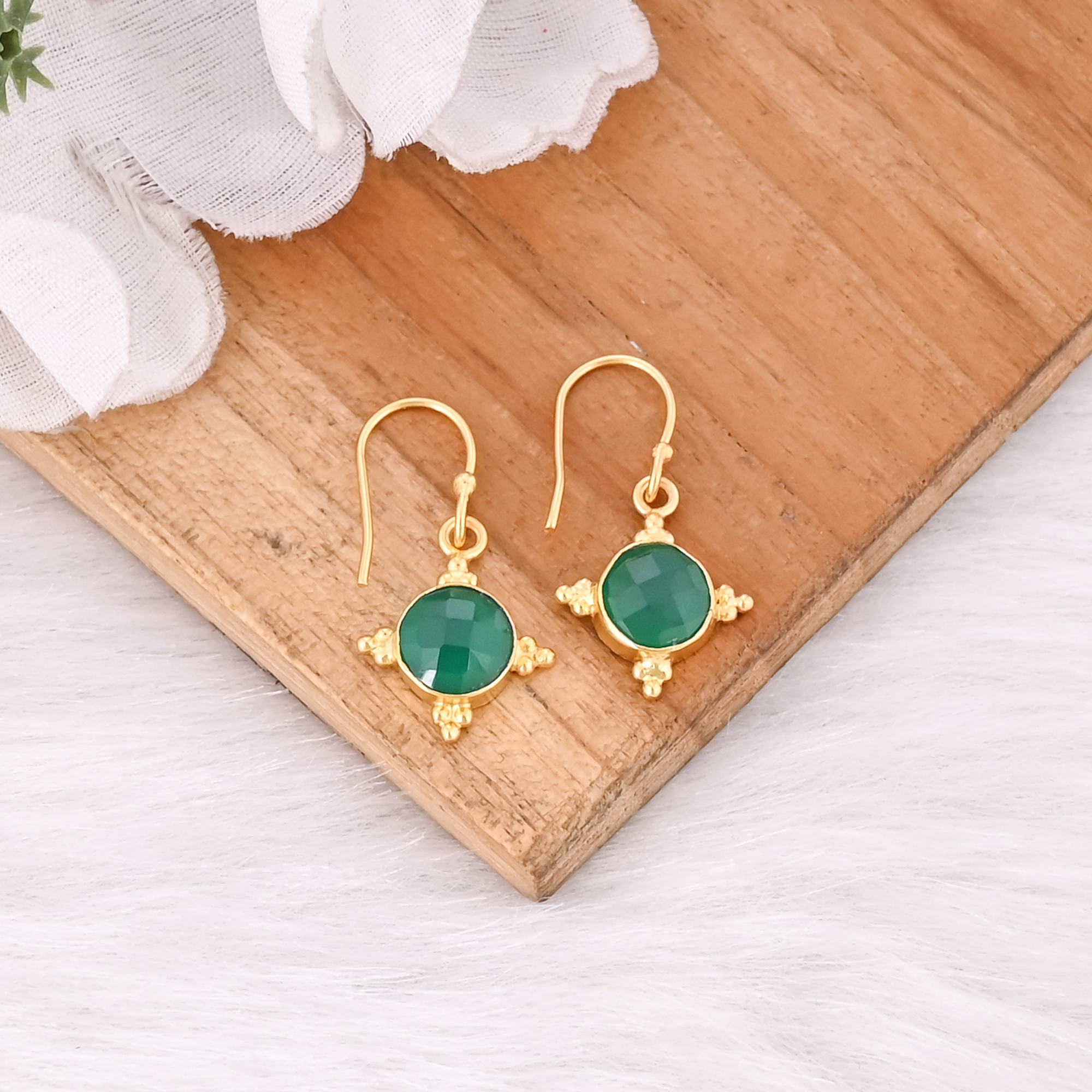 Minimalist Peridot Hook Earring Handmade Gemstone Jewelry for Women