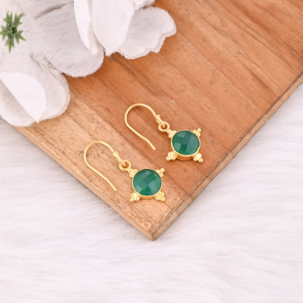 Image of Minimalist Peridot Hook Earring Handmade Gemstone Jewelry for Women