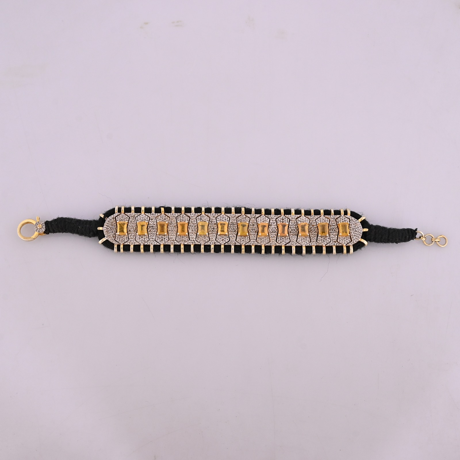 Luxury Handmade 925 Sterling Silver Threaded Bracelet with Natural Citrine and Diamond for Women Fine Jewelry