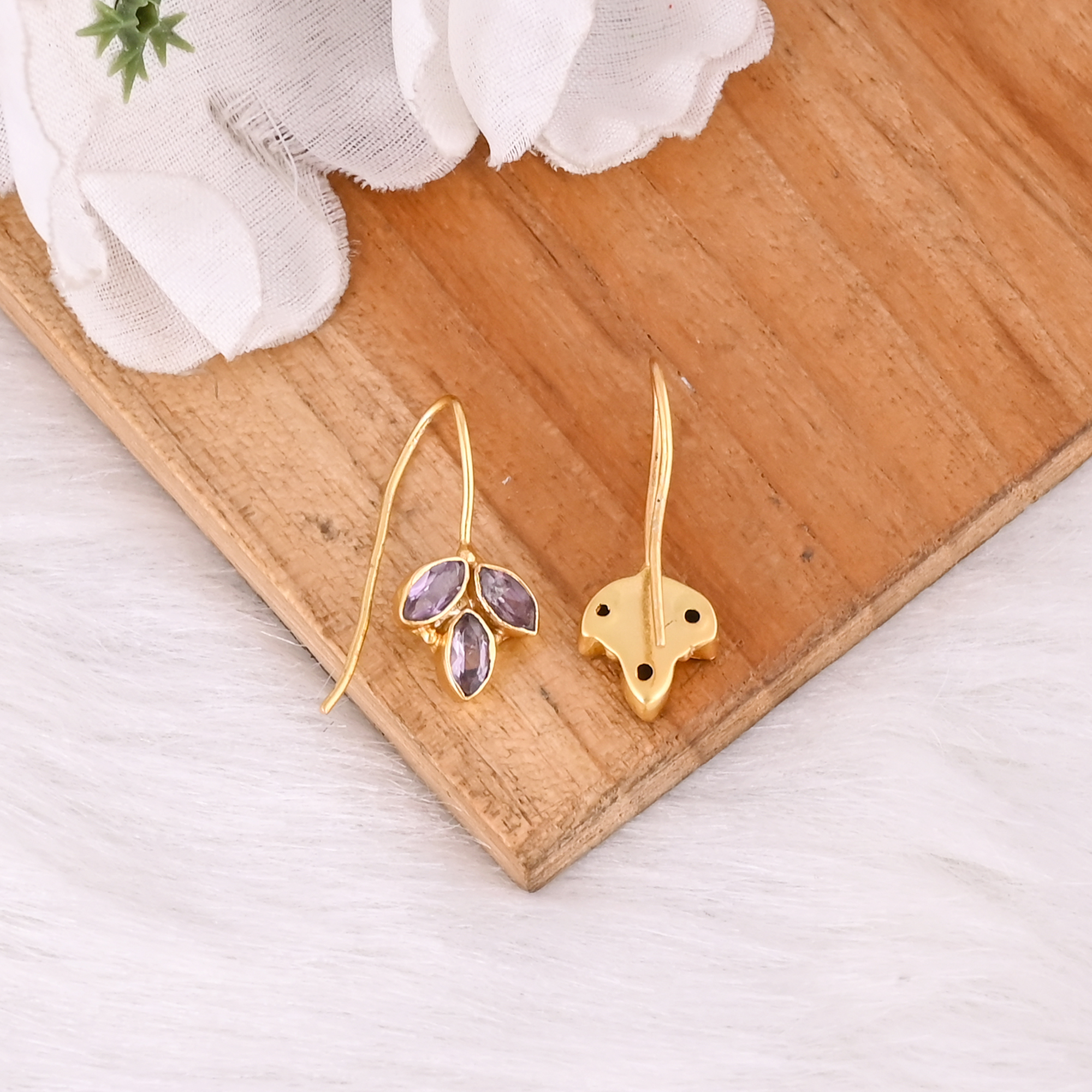 Elegant Purple Amethyst Earrings Handmade Gemstone Jewelry For Women