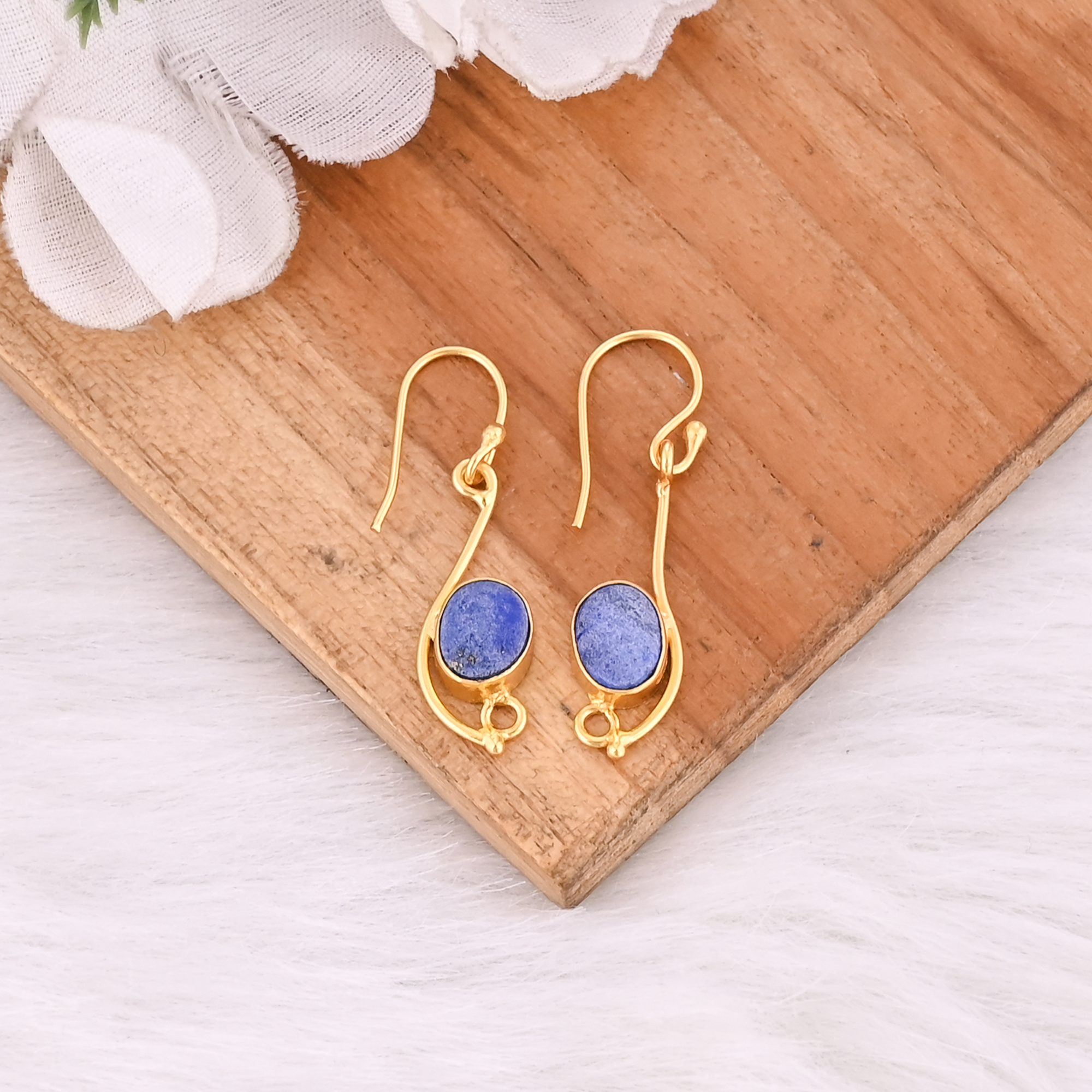 Natural Gemstone Lapis Lazuli Drop Earrings for Women