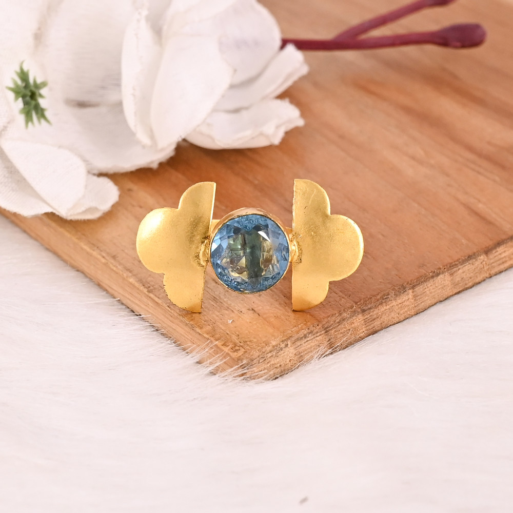 Image of Blue Topaz Hydro Adjustable Ring Handmade Gemstone Jewelry for Women