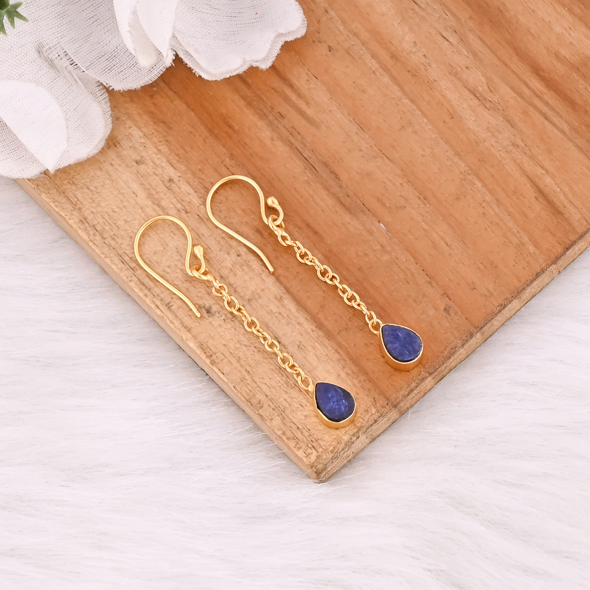 Natural Lapis Lazuli Handmade Drop Earrings for Women Jewelry