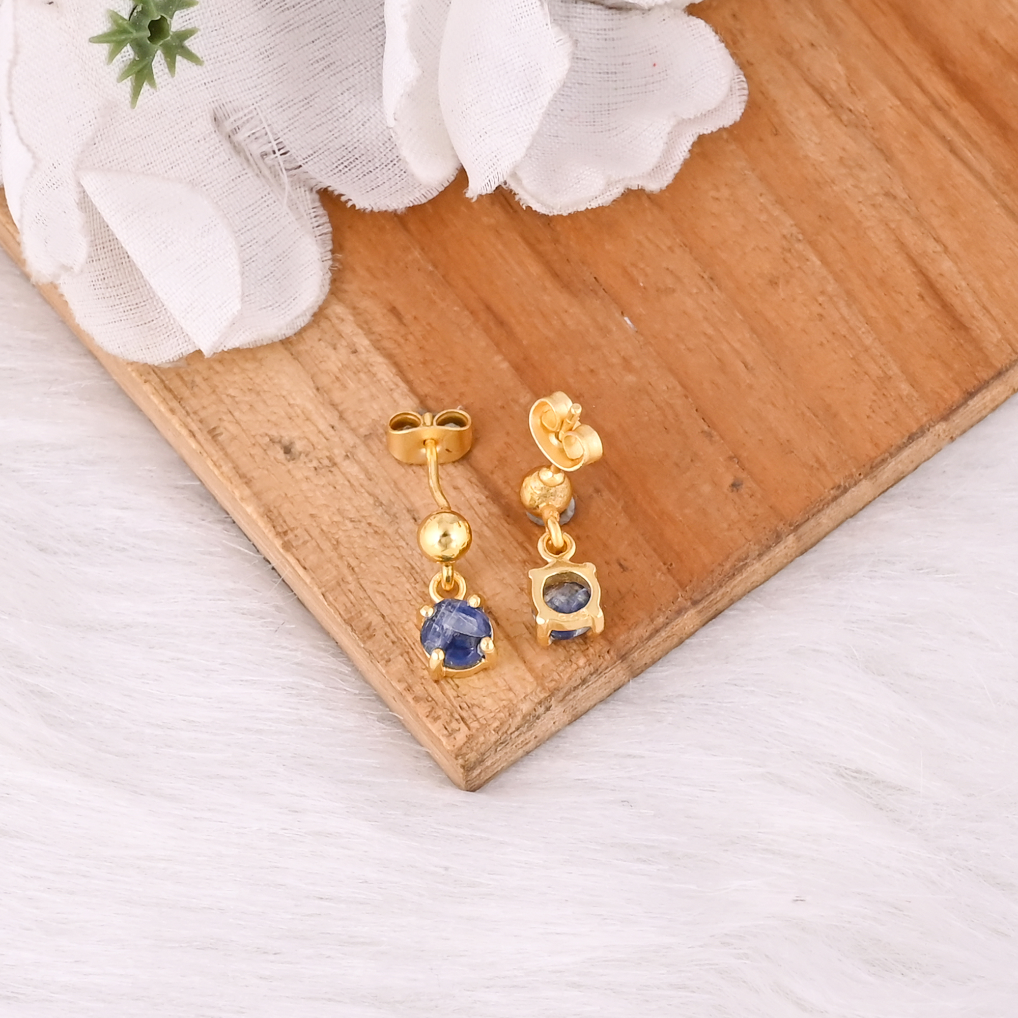Minimalist 925 Sterling Silver Blue Kyanite Earring Handmade Gemstone Jewelry for Women