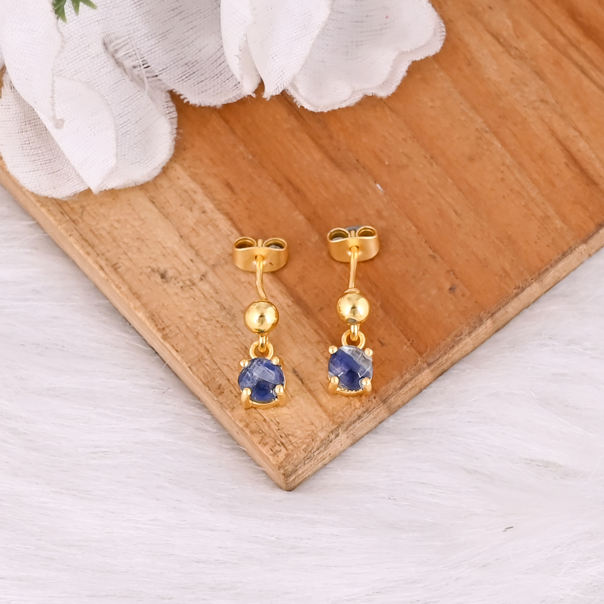 Minimalist 925 Sterling Silver Blue Kyanite Earring Handmade Gemstone Jewelry for Women