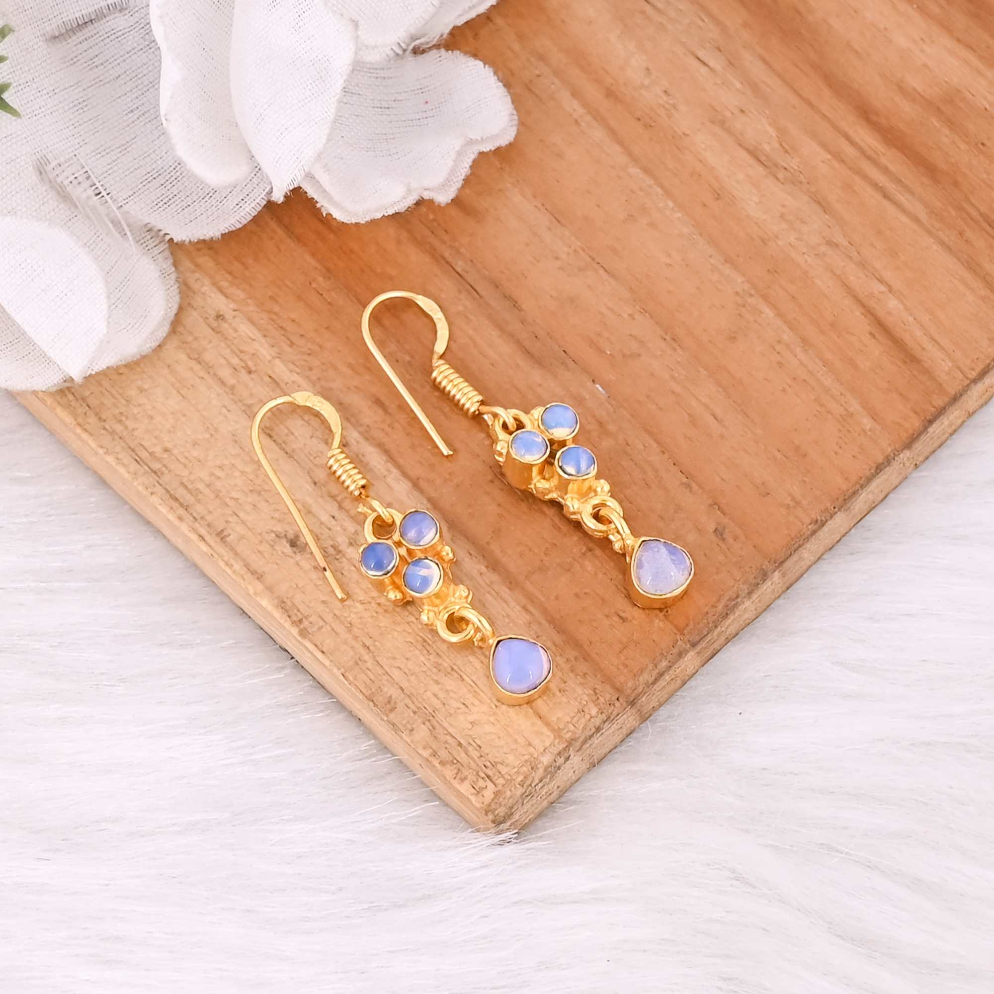 Elegant Opalite Gemstone Earrings Handmade Fashion Jewelry for Women