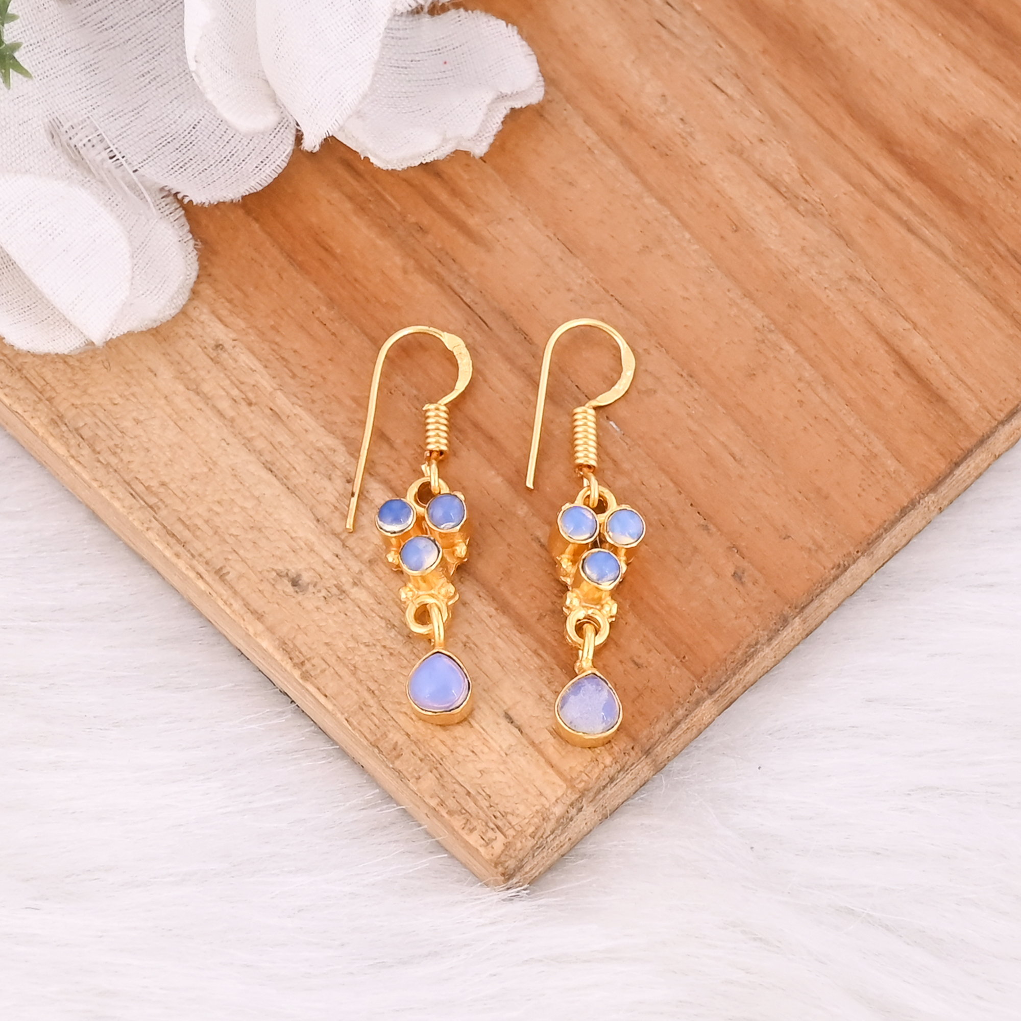 Elegant Opalite Gemstone Earrings Handmade Fashion Jewelry for Women