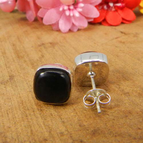Excellent Quality 925 Sterling Silver Gemstone Cushion Cabochon Bezel Set Stud Earring Women Bud Earring Boho Silver Filigree Stud
