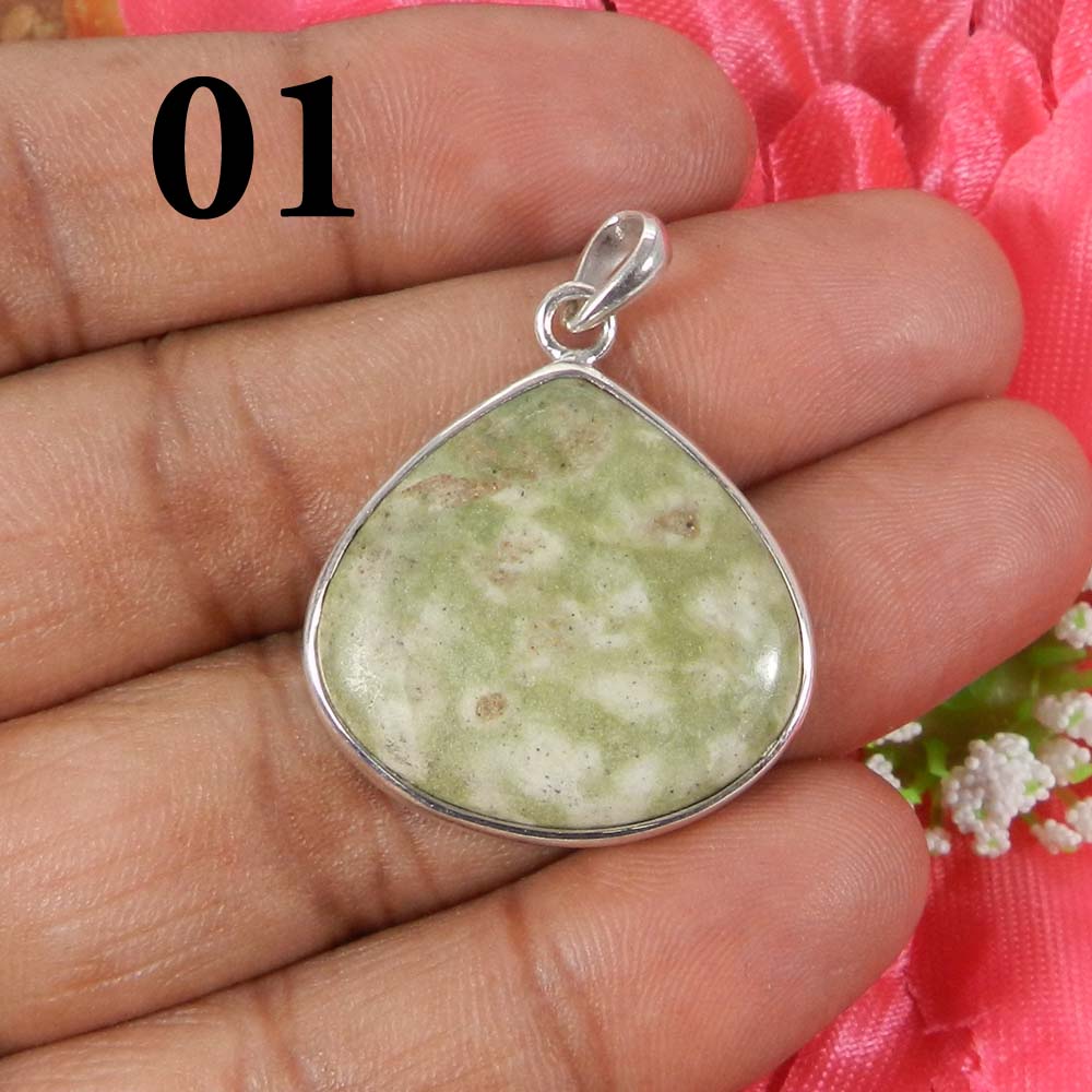 Frog Skin Jasper 925 Sterling Silver Designer Bezel Set Pendant