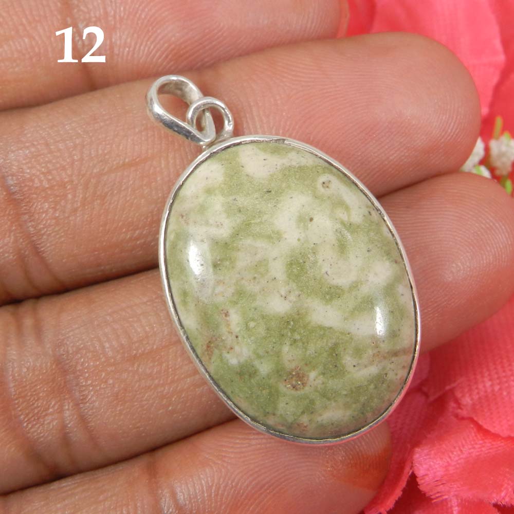 Frog Skin Jasper 925 Sterling Silver Designer Bezel Set Pendant