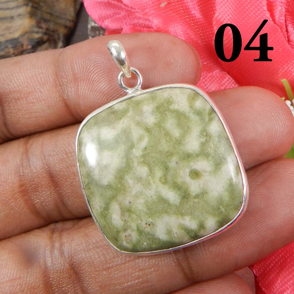 Frog Skin Jasper 925 Sterling Silver Designer Bezel Set Pendant