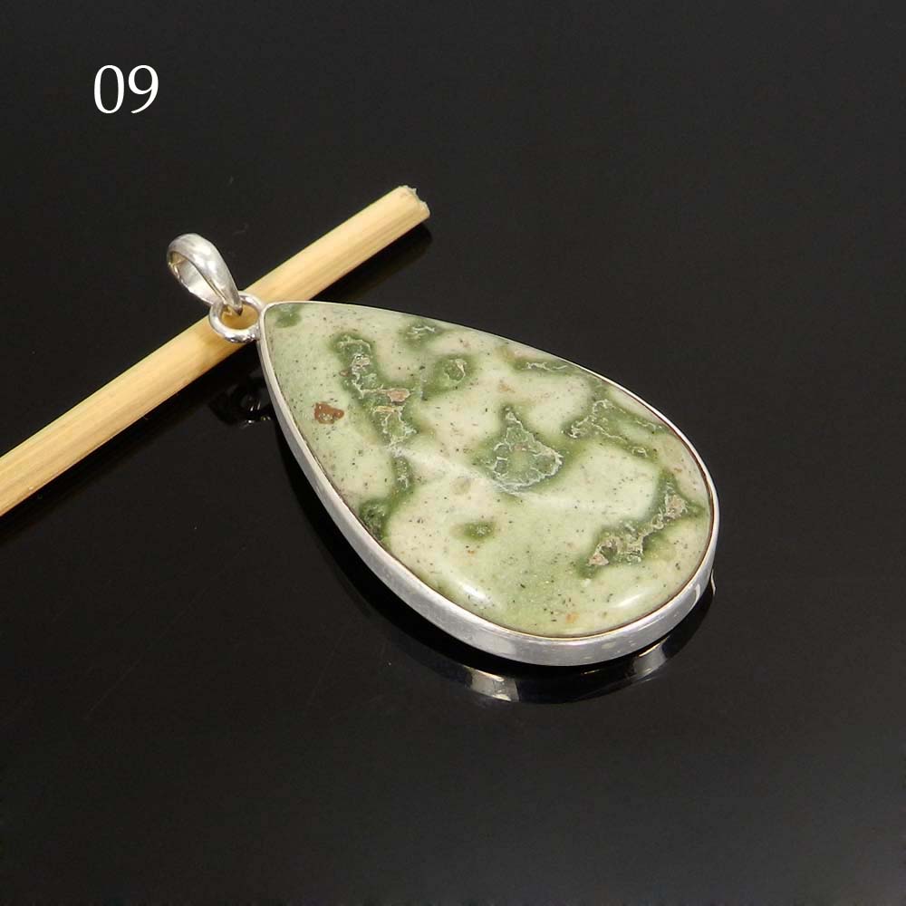 Frog Skin Jasper 925 Sterling Silver Designer Bezel Set Pendant