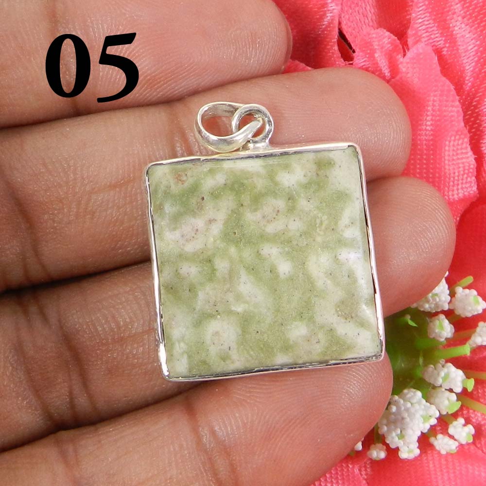 Frog Skin Jasper 925 Sterling Silver Designer Bezel Set Pendant