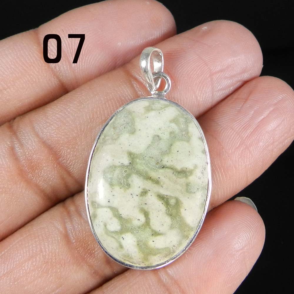 Frog Skin Jasper 925 Sterling Silver Designer Bezel Set Pendant