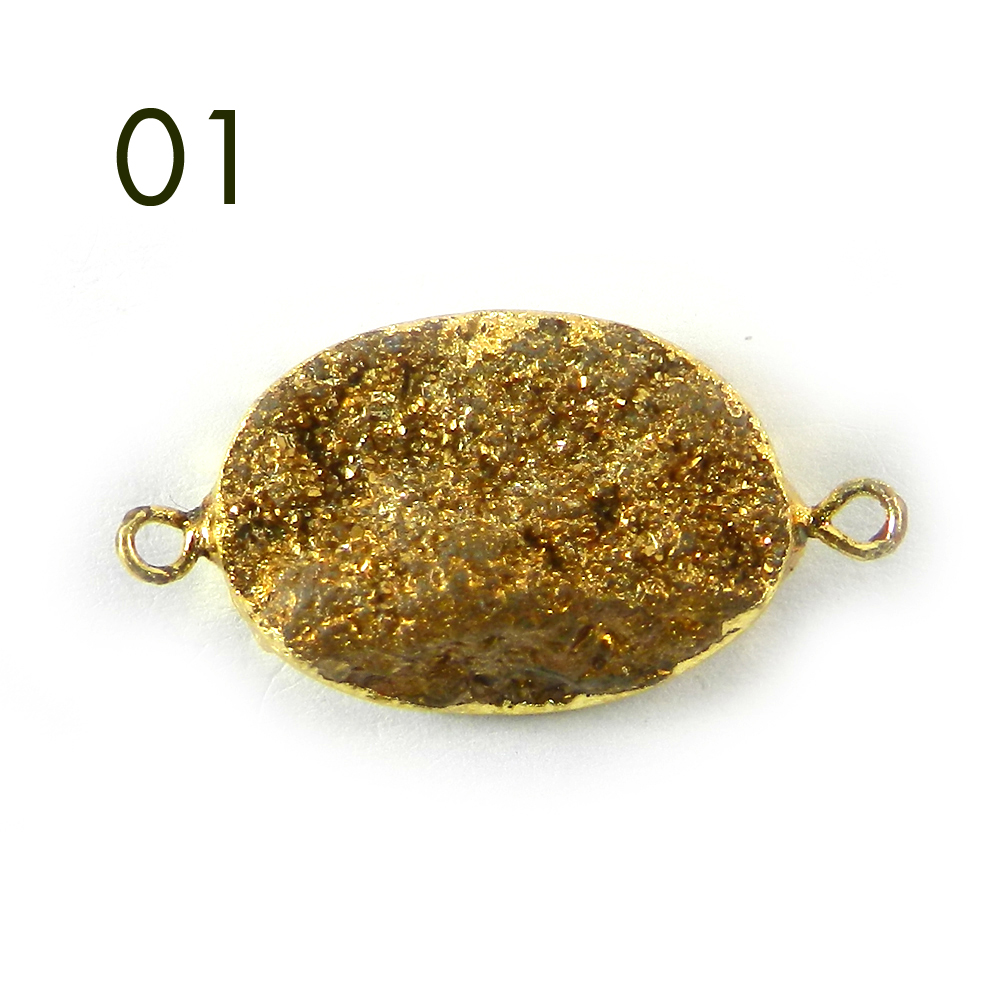 Golden Druzy Designer Gold Electroplated Double Loop Connector