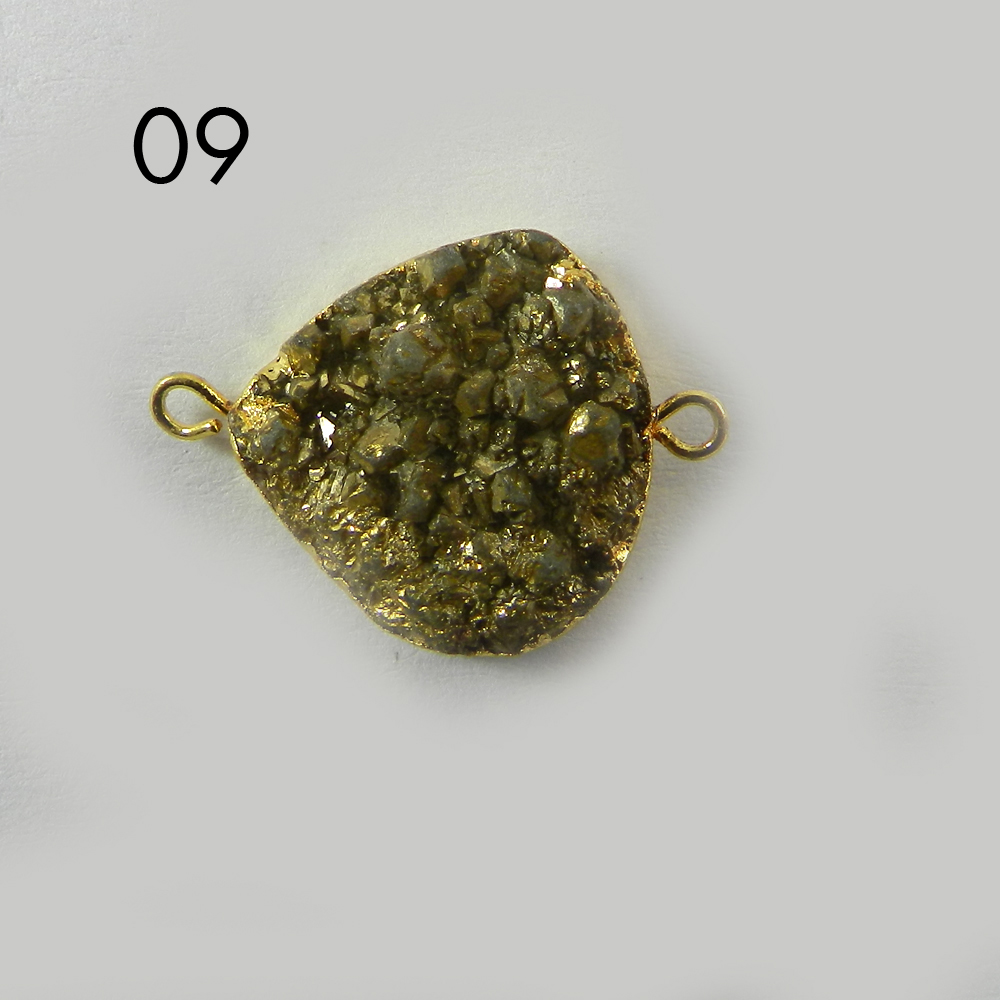 Golden Druzy Designer Gold Electroplated Double Loop Connector
