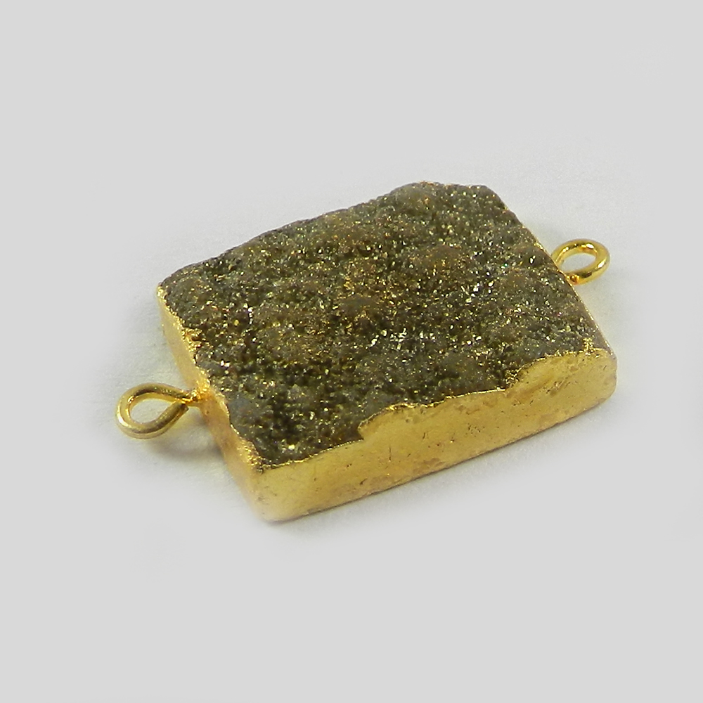 Golden Druzy Designer Gold Electroplated Double Loop Connector