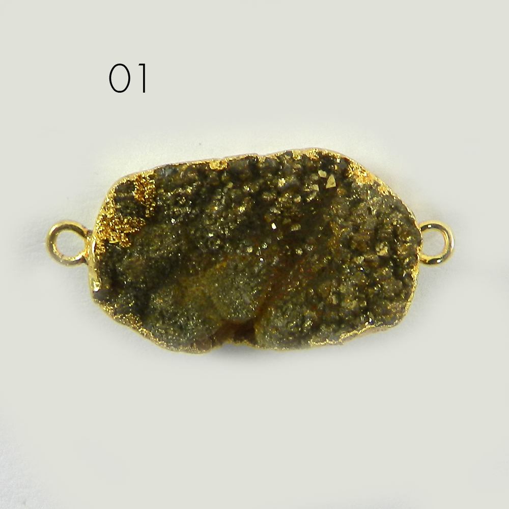 Golden Druzy Designer Gold Electroplated Double Loop Connector