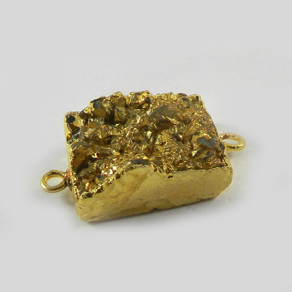 Golden Druzy Designer Gold Electroplated Double Loop Connector