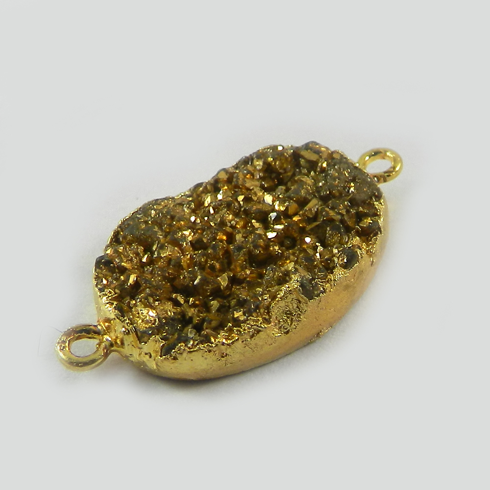 Golden Druzy Designer Gold Electroplated Double Loop Connector