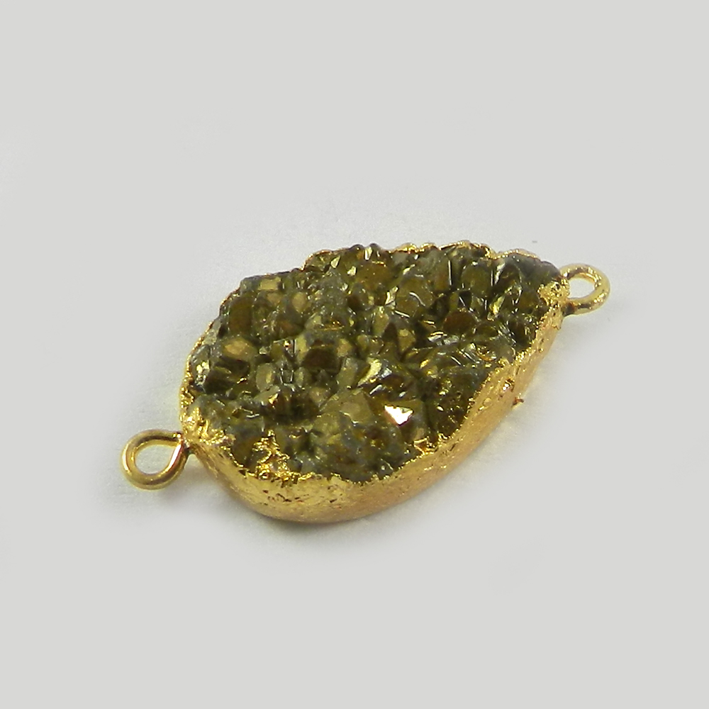 Golden Druzy Designer Gold Electroplated Double Loop Connector
