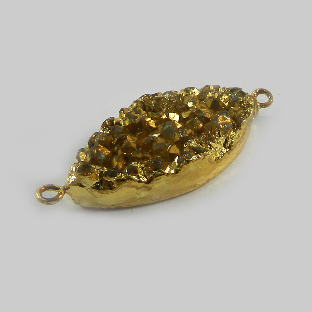 Golden Druzy Designer Gold Electroplated Double Loop Connector