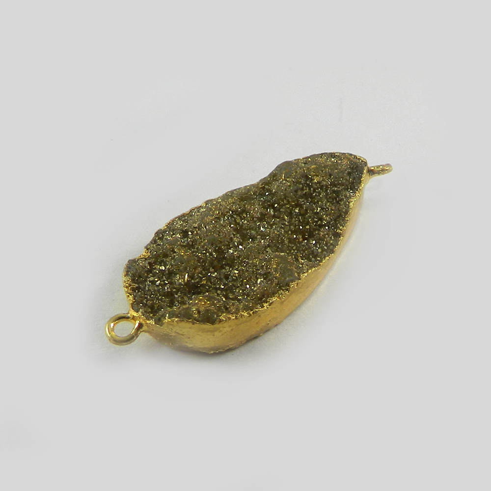 Golden Druzy Designer Gold Electroplated Double Loop Connector