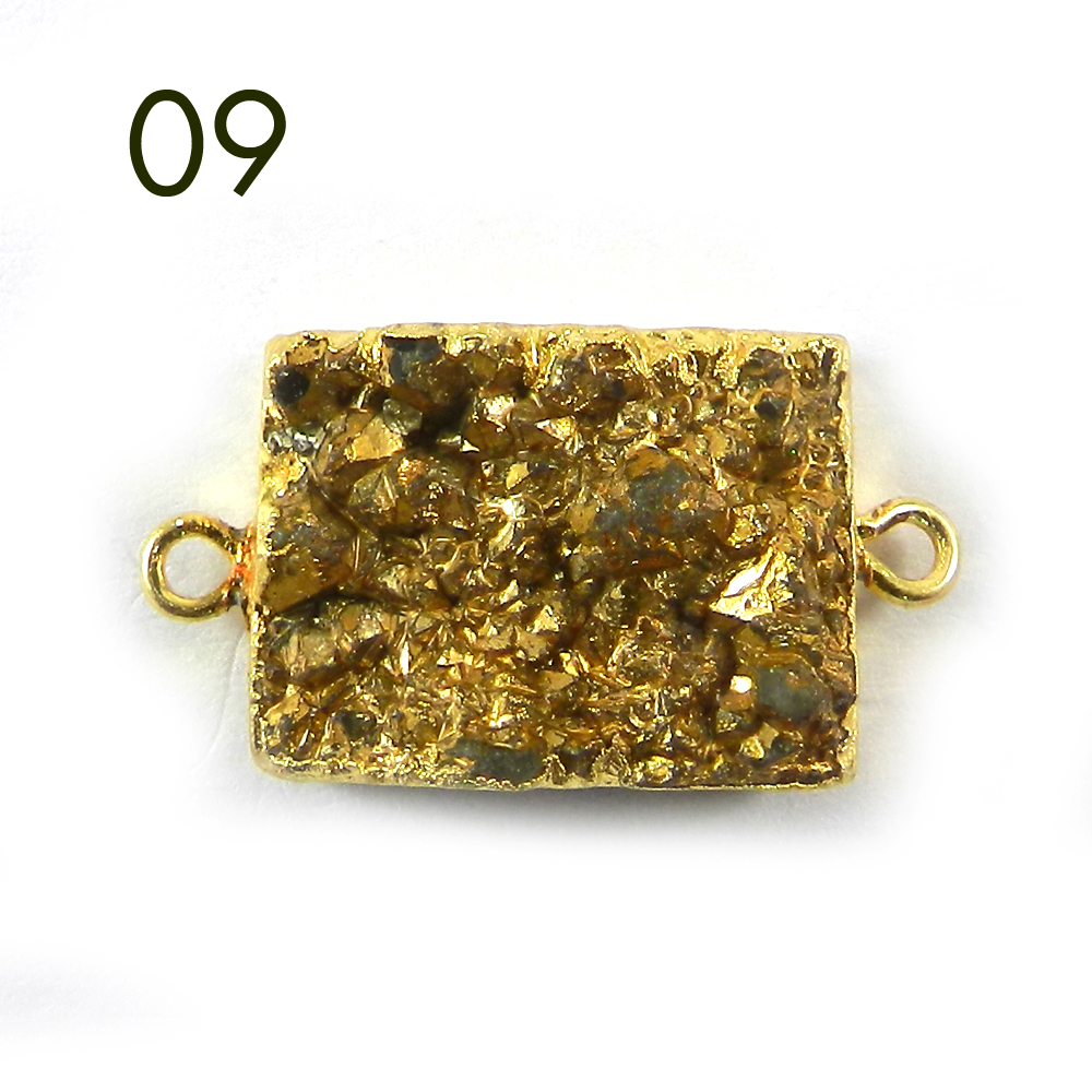 Golden Druzy Designer Gold Electroplated Double Loop Connector