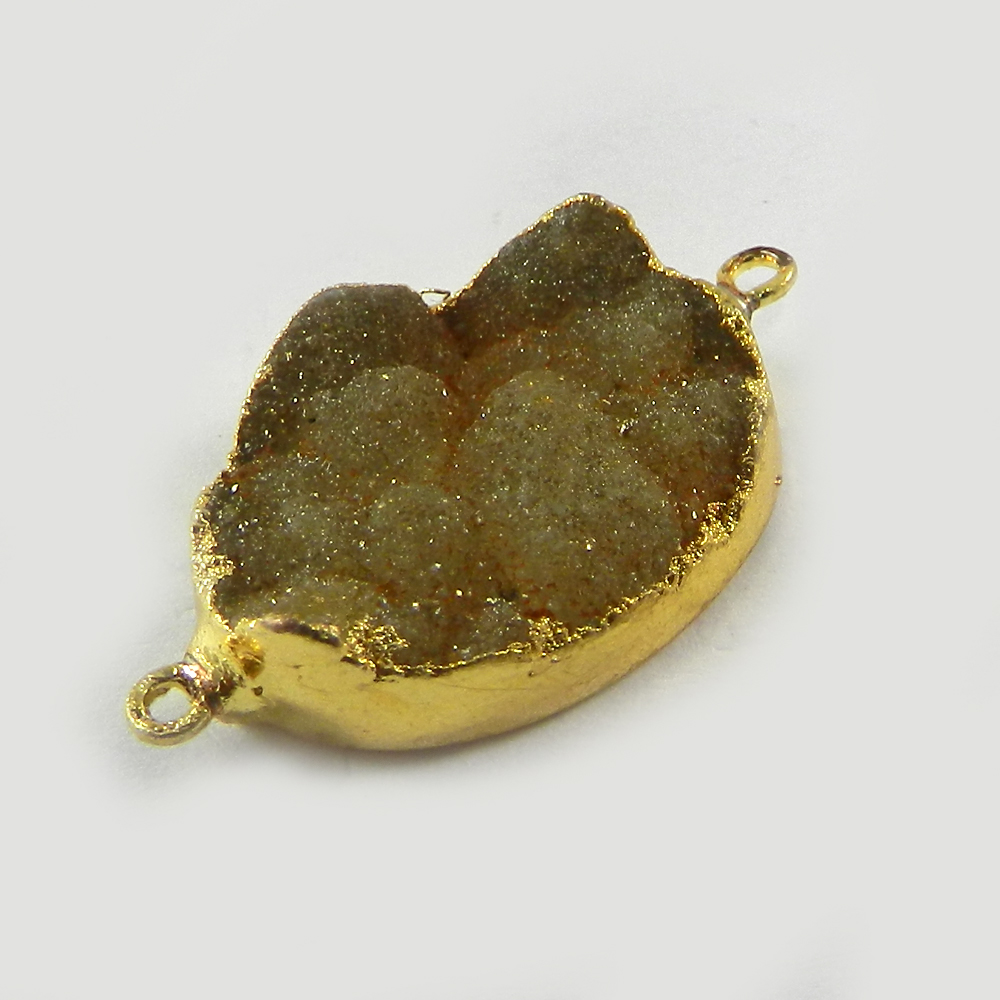 Golden Druzy Designer Gold Electroplated Double Loop Connector