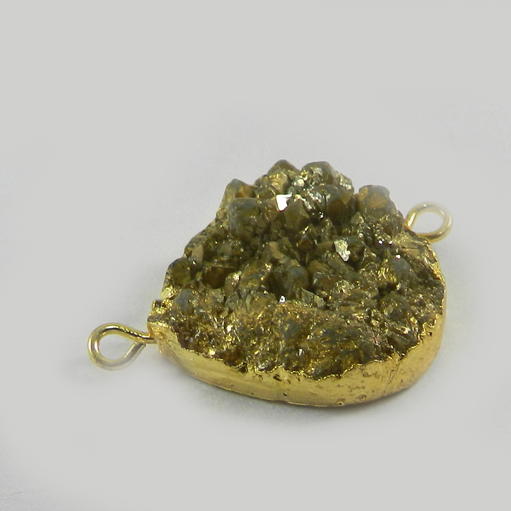Golden Druzy Designer Gold Electroplated Double Loop Connector
