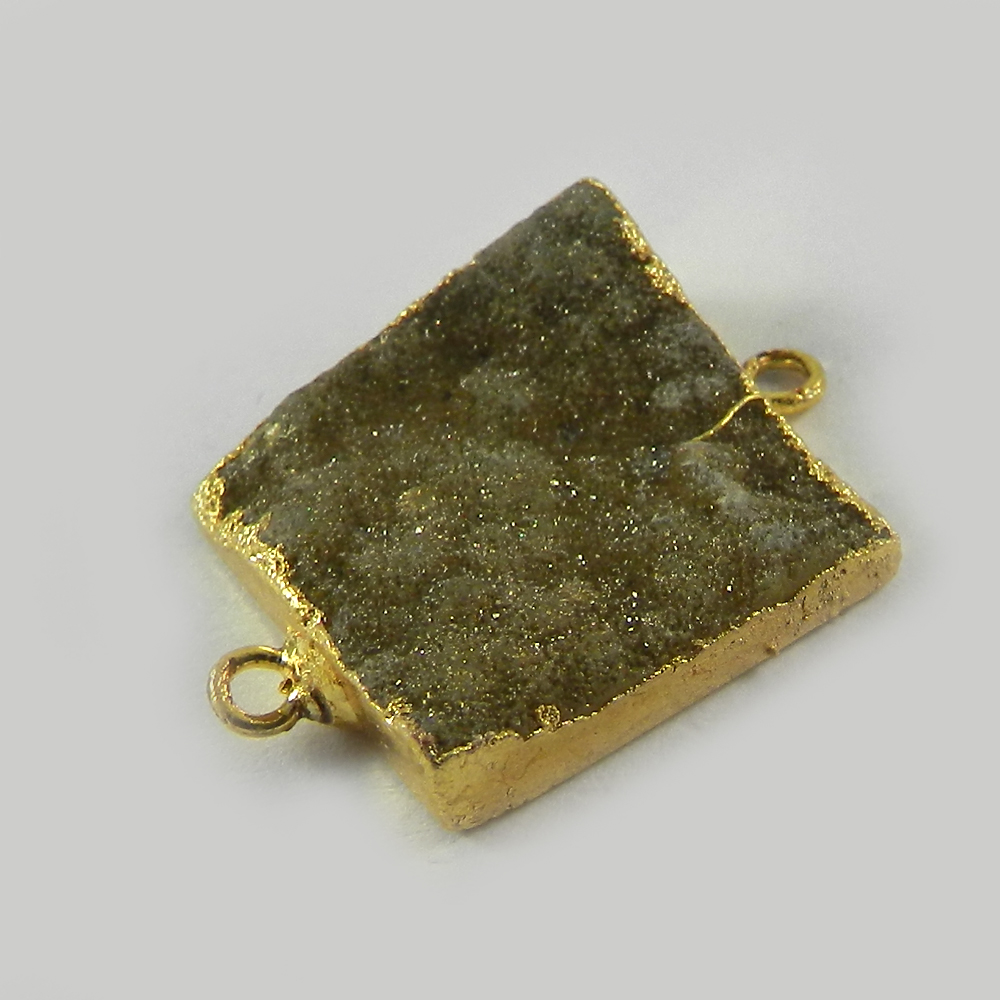 Golden Druzy Designer Gold Electroplated Double Loop Connector