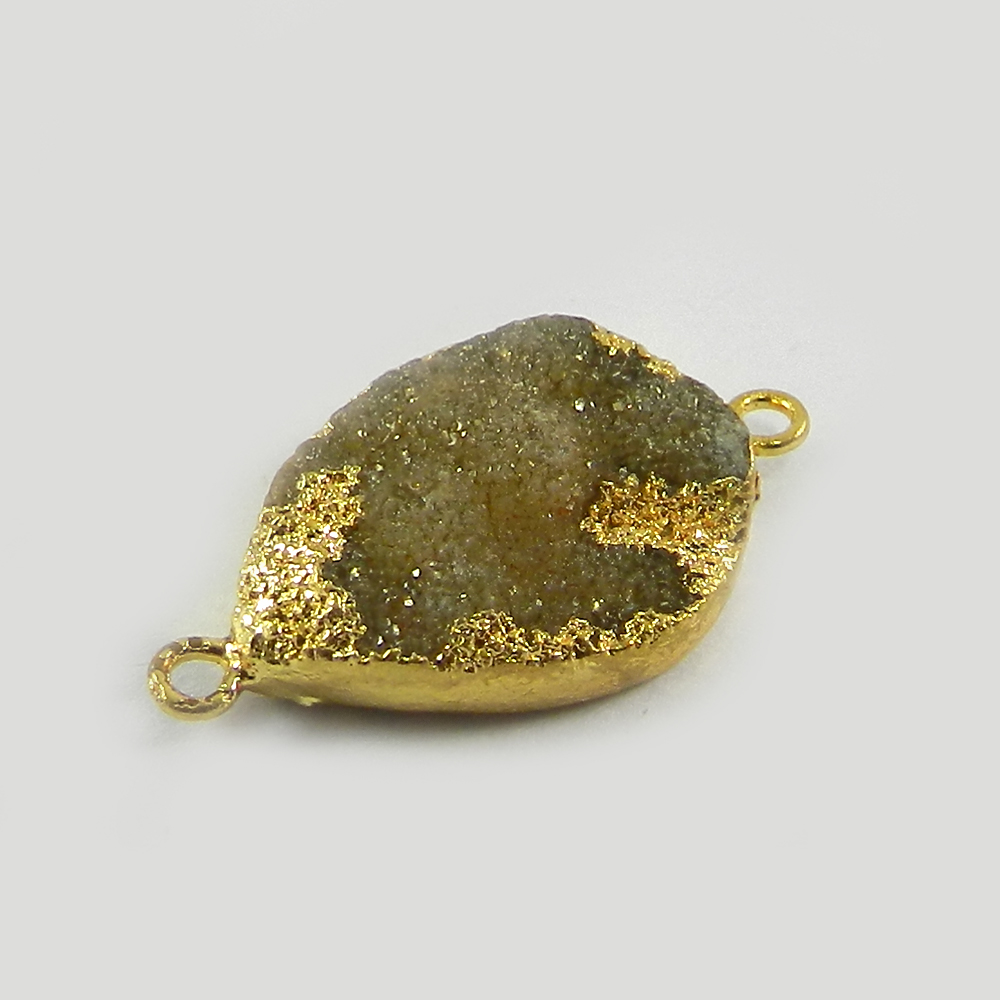 Golden Druzy Designer Gold Electroplated Double Loop Connector