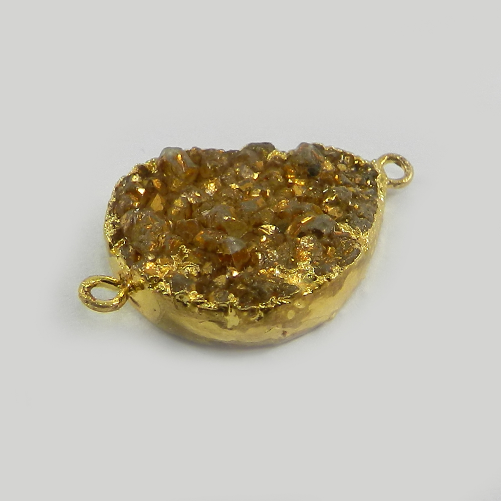 Golden Druzy Designer Gold Electroplated Double Loop Connector
