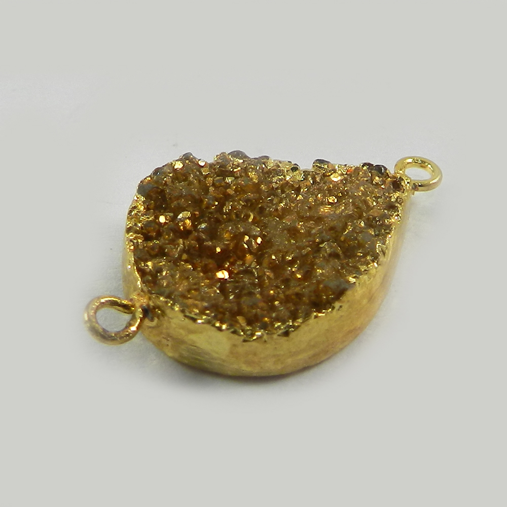 Golden Druzy Designer Gold Electroplated Double Loop Connector