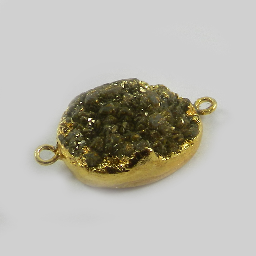 Golden Druzy Designer Gold Electroplated Double Loop Connector