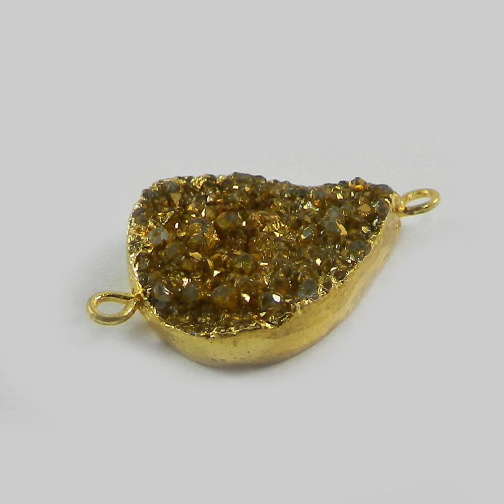 Golden Druzy Designer Gold Electroplated Double Loop Connector