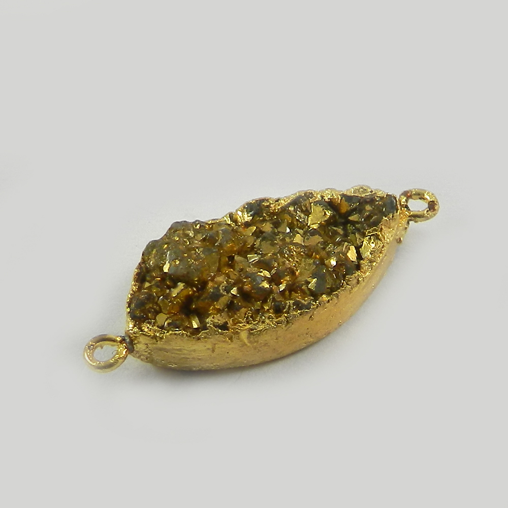 Golden Druzy Designer Gold Electroplated Double Loop Connector