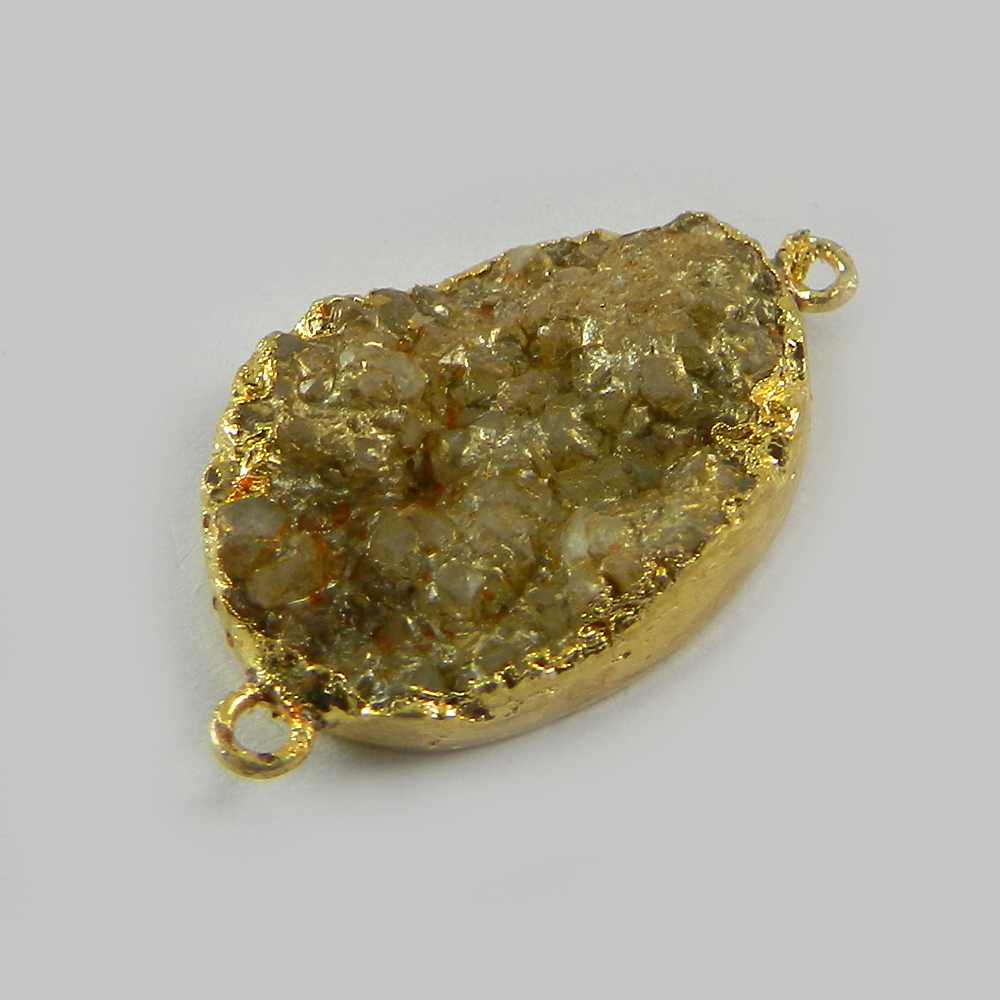 Golden Druzy Designer Gold Electroplated Double Loop Connector